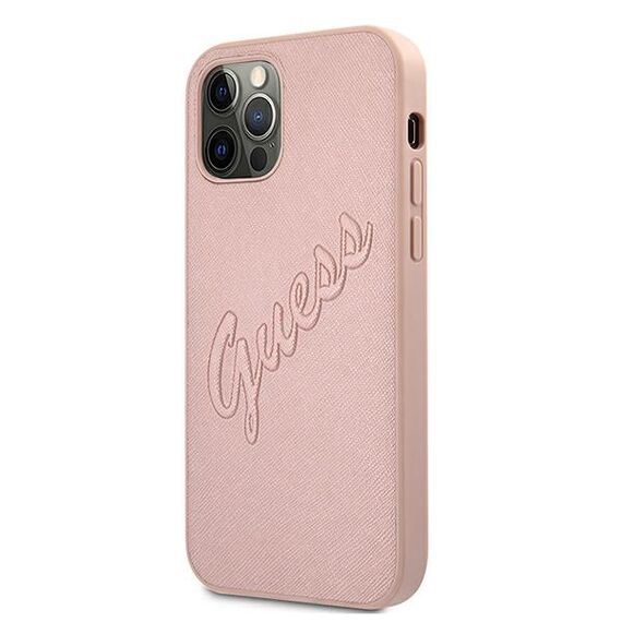 Guess GUHCP12LRSAVSRG iPhone 12 Pro Max 6.7" pink/pink hardcase Saffiano Vintage Script | Techbox