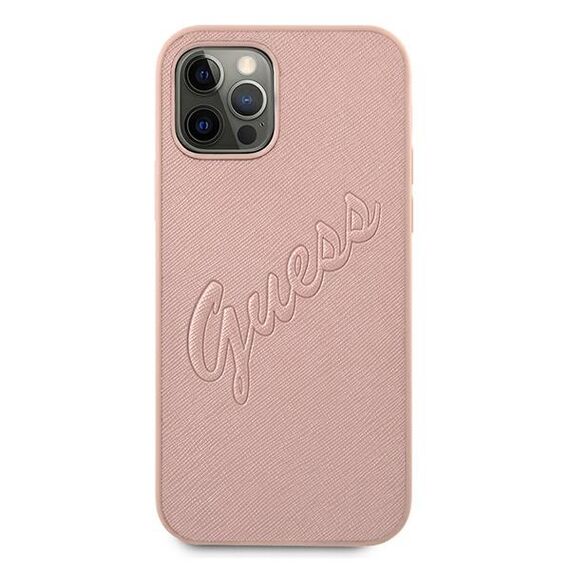 Guess GUHCP12LRSAVSRG iPhone 12 Pro Max 6.7" pink/pink hardcase Saffiano Vintage Script | Techbox