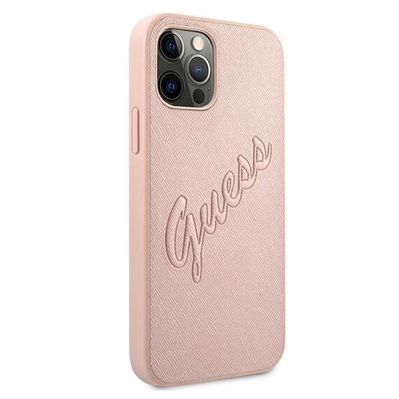 Guess GUHCP12LRSAVSRG iPhone 12 Pro Max 6.7" pink/pink hardcase Saffiano Vintage Script | Techbox