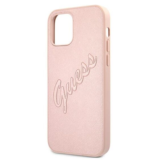 Guess GUHCP12LRSAVSRG iPhone 12 Pro Max 6.7" pink/pink hardcase Saffiano Vintage Script | Techbox