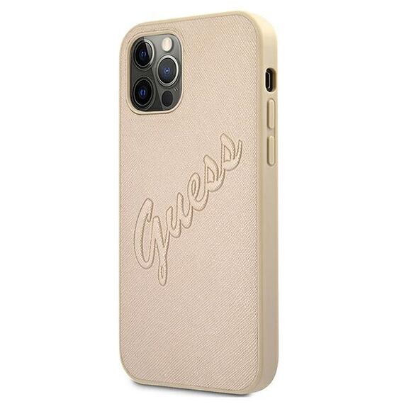 Guess GUHCP12MRSAVSLG iPhone 12/12 Pro 6.1" gold/gold hardcase Saffiano Vintage Script | Techbox