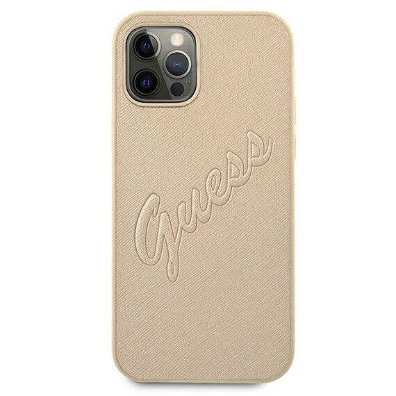 Guess GUHCP12MRSAVSLG iPhone 12/12 Pro 6.1" gold/gold hardcase Saffiano Vintage Script | Techbox