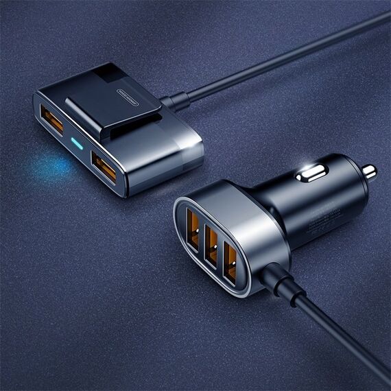 Joyroom fast car charger 5x USB 6.2 A with extension cable black (JR-CL03) | Techbox