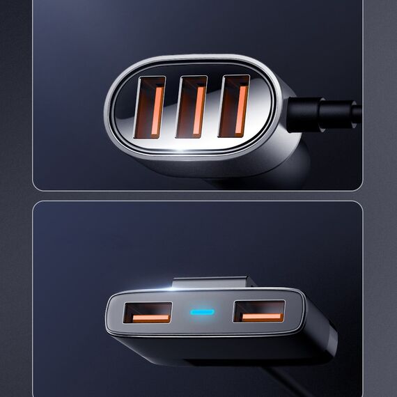 Joyroom fast car charger 5x USB 6.2 A with extension cable black (JR-CL03) | Techbox