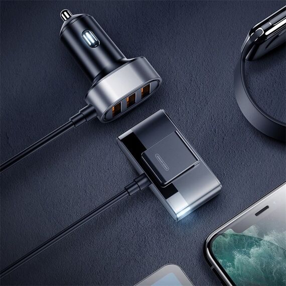 Joyroom fast car charger 5x USB 6.2 A with extension cable black (JR-CL03) | Techbox