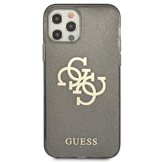 Guess GUHCP12LPCUGL4GBK iPhone 12 Pro Max 6.7" black/black hard case Glitter 4G Big Logo | Techbox