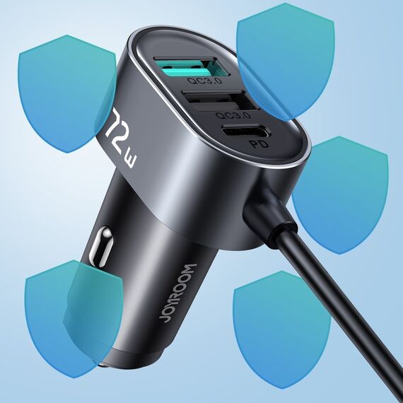 Joyroom car charger 2xPD + 2xQC3.0 72W 1.5m black (JR-CL05) | Techbox