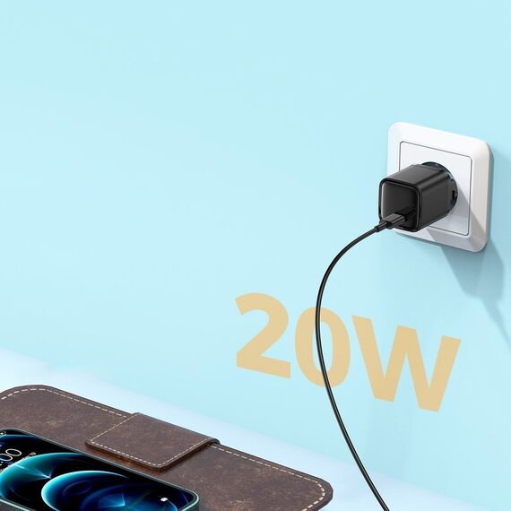 Joyroom fast wall charger USB Type C 20W Power Delivery Quick Charge 3.0 AFC black (L-P202) - Travel Chargers - Smartphone Chargers - Techbox