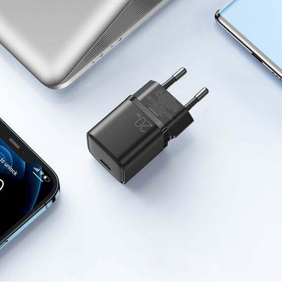 Joyroom fast wall charger USB Type C 20W Power Delivery Quick Charge 3.0 AFC black (L-P202) - Travel Chargers - Smartphone Chargers - Techbox