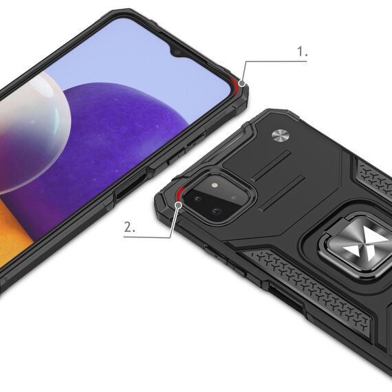 Wozinsky Ring Armor Case Kickstand Tough Rugged Cover for Samsung Galaxy A22 4G red - Samsung Cases - Cases - Techbox