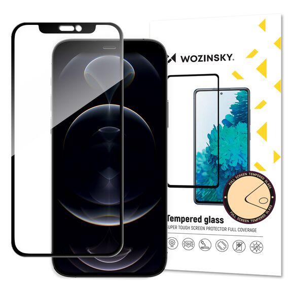 Wozinsky Tempered Glass Full Glue Super Tough Screen Protector Full Coveraged with Frame Case Friendly for iPhone 13 Pro Max black - Apple iPhone - Screen & Camera Protection - Techbox
