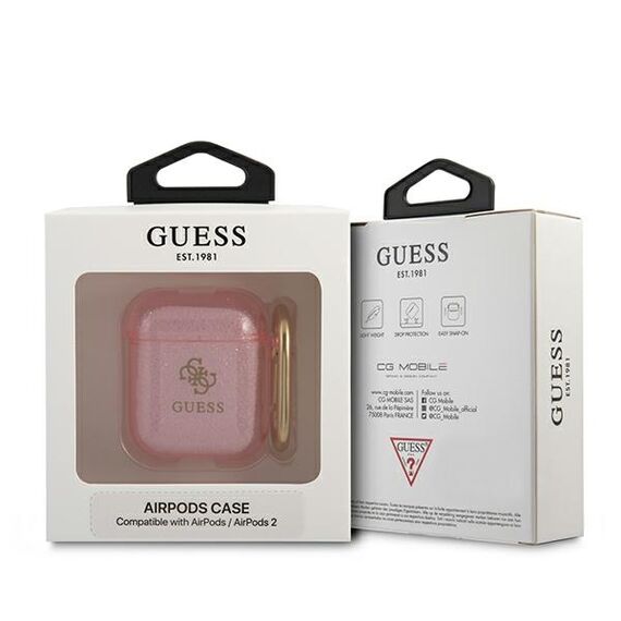 Guess GUA2UCG4GP AirPods cover pink/pink Glitter Collection | Techbox