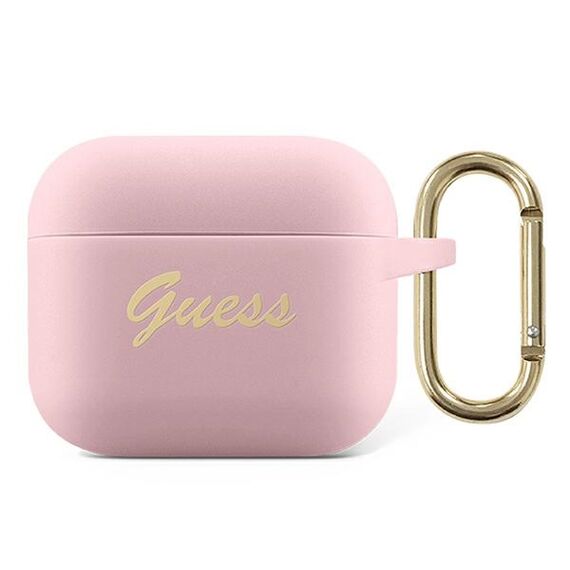 Guess GUA3SSSI AirPods 3 cover pink/pink Silicone Vintage Script | Techbox