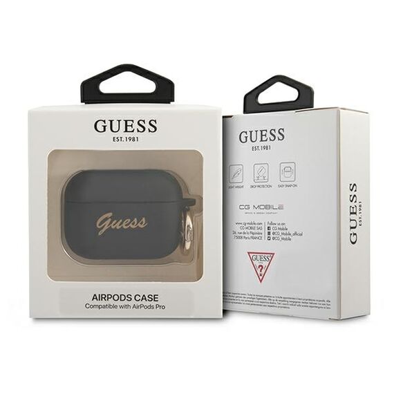 Guess GUAPSSSK AirPods Pro cover black / black Silicone Vintage Script - Smartphone Accessories - Cables & Accessories - Techbox
