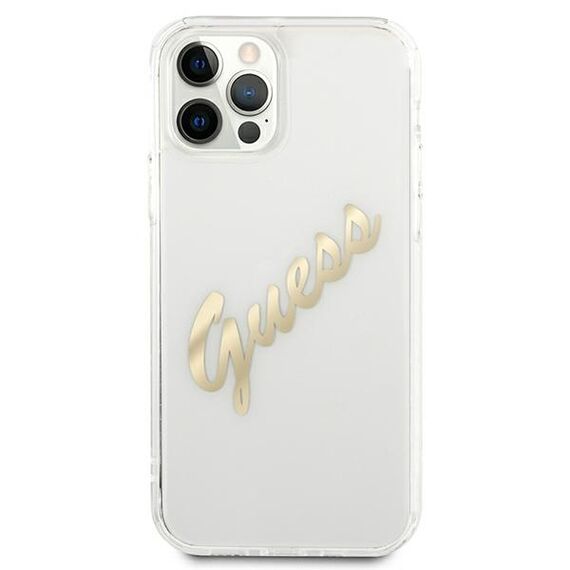 Guess GUHCP12LKTRSVGO iPhone 12 Pro Max 6.7" Transparent hardcase Vintage Script Gold | Techbox