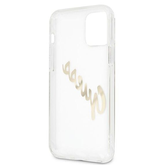 Guess GUHCP12LKTRSVGO iPhone 12 Pro Max 6.7" Transparent hardcase Vintage Script Gold | Techbox