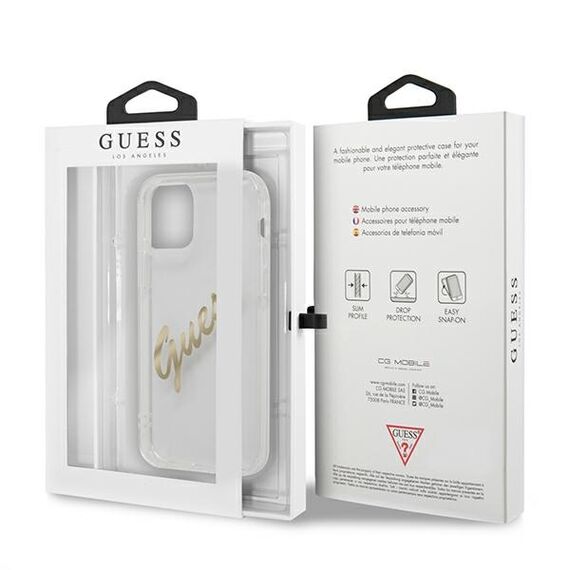 Guess GUHCP12LKTRSVGO iPhone 12 Pro Max 6.7" Transparent hardcase Vintage Script Gold | Techbox