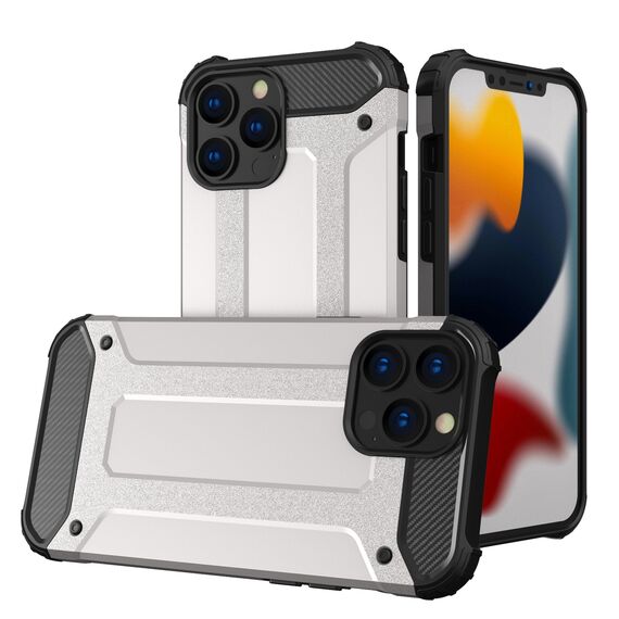 Hybrid Armor Case Tough Rugged Cover for iPhone 13 Pro silver | Techbox