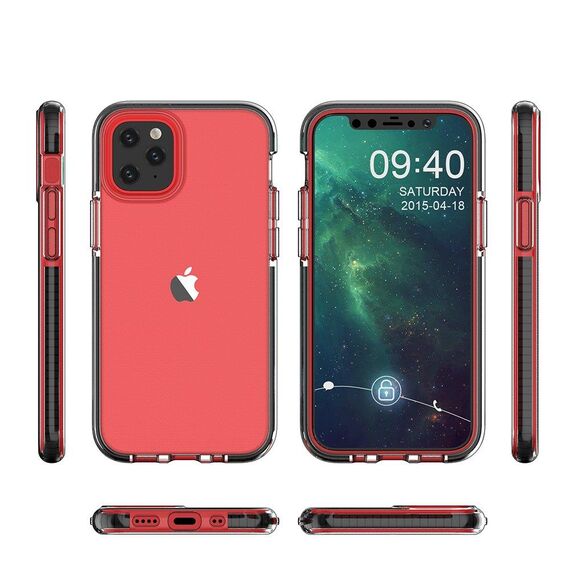 Spring Case clear TPU gel protective cover with colorful frame for iPhone 13 Pro light blue | Techbox
