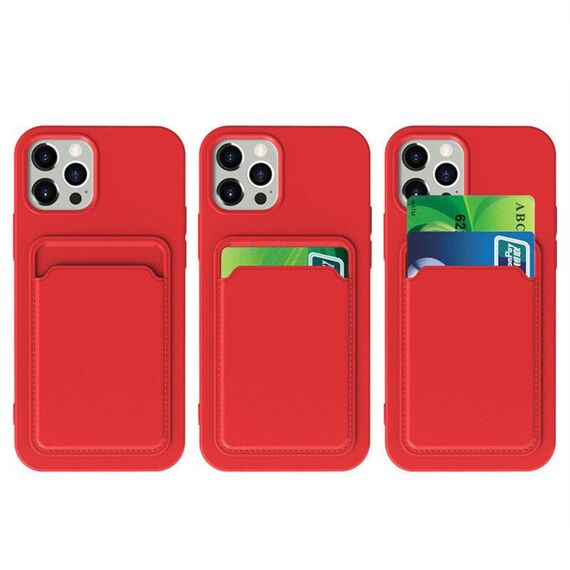 Card Case Silicone Wallet Case with Card Slot Documents for Samsung Galaxy A42 5G Burgundy | Techbox