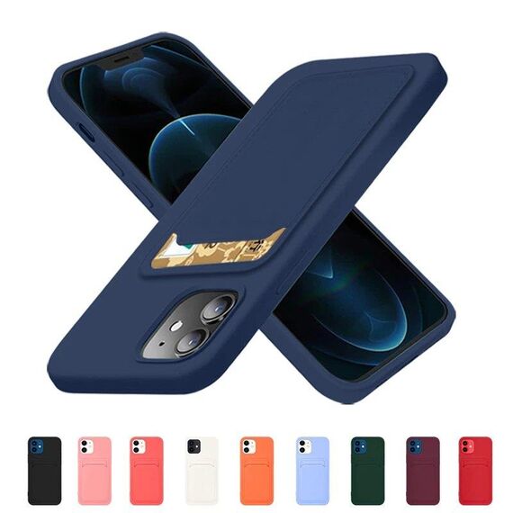 Card Case Silicone Wallet Case with Card Slot Documents for Samsung Galaxy A72 4G Navy Blue | Techbox