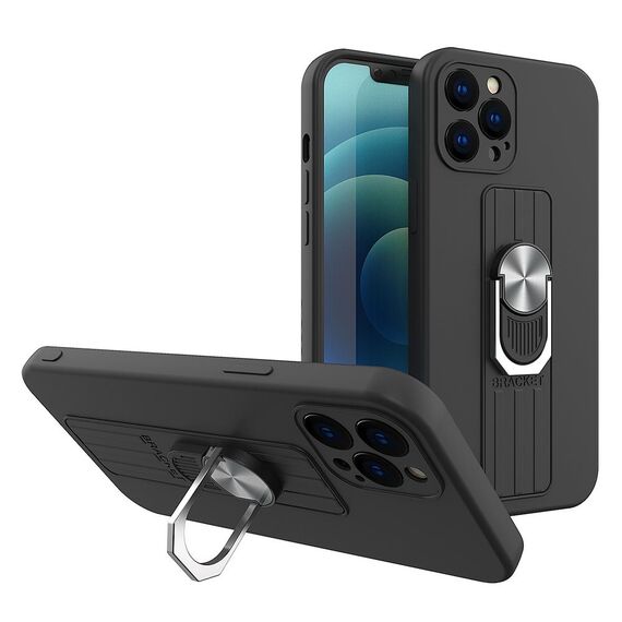 Ring Case silicone case with finger grip and stand for Samsung Galaxy S21+ 5G (S21 Plus 5G) black | Techbox