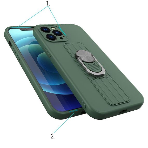 Ring Case silicone case with finger grip and stand for Samsung Galaxy A32 4G dark blue | Techbox