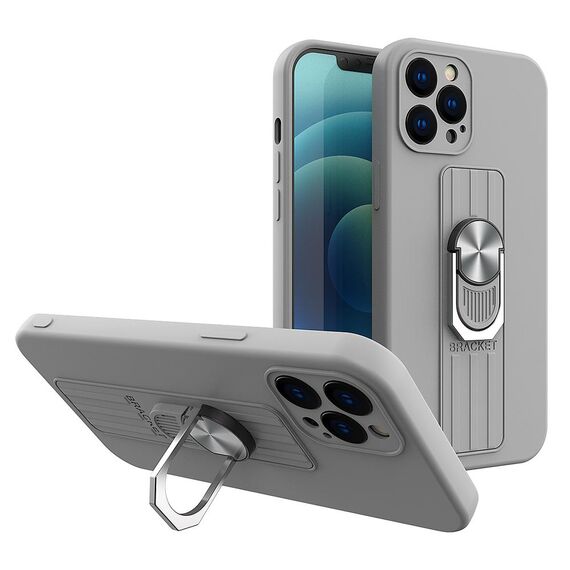 Ring Case silicone case with finger grip and stand for Samsung Galaxy S21 Ultra 5G silver | Techbox