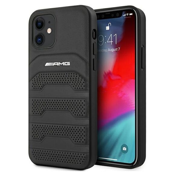 AMG AMHCP12SGSEBK iPhone 12 mini 5,4" czarny/black hardcase Leather Debossed Lines | Techbox