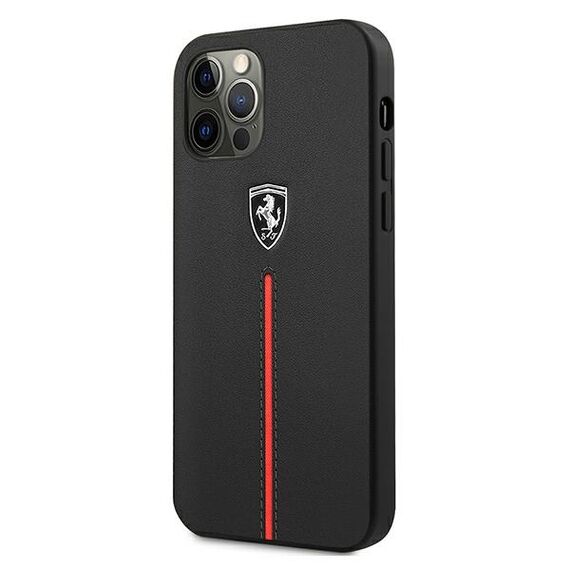 Ferrari FEOMSHCP12LBK iPhone 12 Pro Max black / black hardcase Off Track Leather Nylon Stripe - Apple Cases - Cases - Techbox