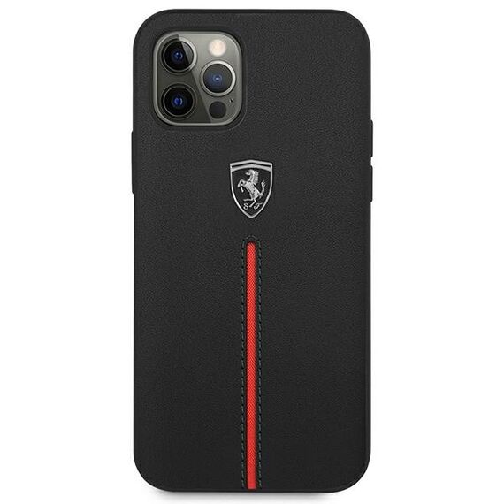 Ferrari FEOMSHCP12LBK iPhone 12 Pro Max black / black hardcase Off Track Leather Nylon Stripe - Apple Cases - Cases - Techbox