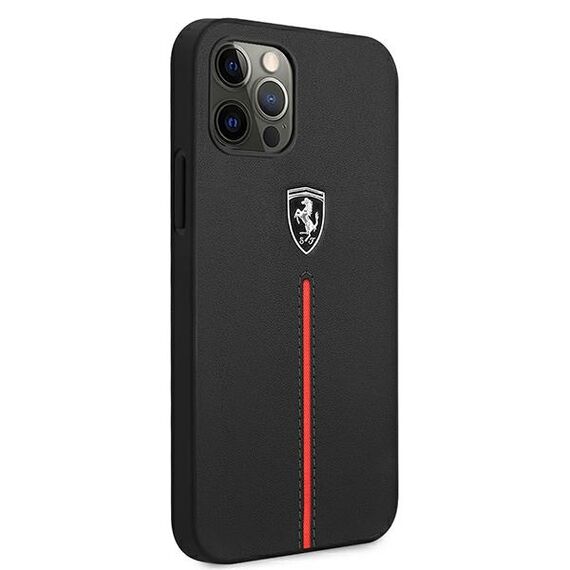 Ferrari FEOMSHCP12LBK iPhone 12 Pro Max black / black hardcase Off Track Leather Nylon Stripe - Apple Cases - Cases - Techbox