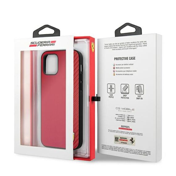 Ferrari FESAXHCP12LRE iPhone 12 Pro Max 6.7" red/red hardcase On Track Carbon Stripe | Techbox