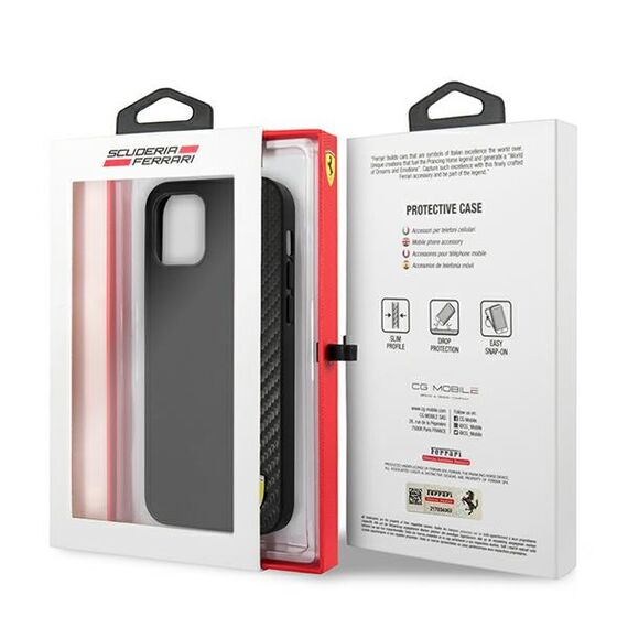 Ferrari FESAXHCP12SBK iPhone 12 mini 5.4" black/black hardcase On Track Carbon Stripe | Techbox