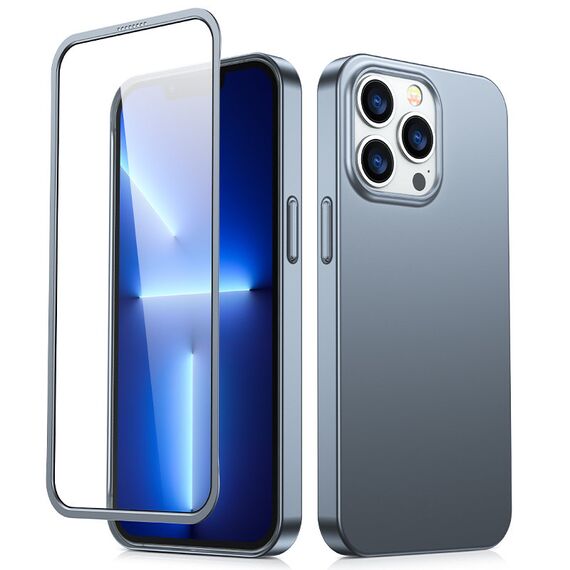 Joyroom 360 Full Case front and back cover for iPhone 13 Pro + tempered glass screen protector grey (JR-BP935 tranish) - Apple Cases - Cases - Techbox