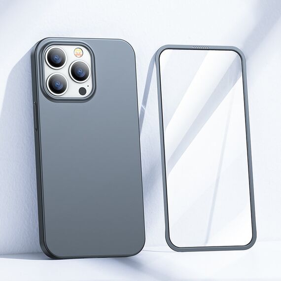 Joyroom 360 Full Case front and back cover for iPhone 13 Pro + tempered glass screen protector grey (JR-BP935 tranish) - Apple Cases - Cases - Techbox