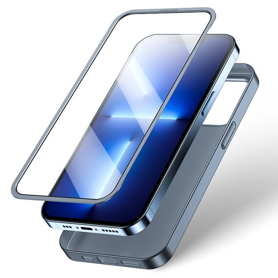 Joyroom 360 Full Case front and back cover for iPhone 13 Pro + tempered glass screen protector grey (JR-BP935 tranish) - Apple Cases - Cases - Techbox