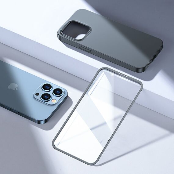 Joyroom 360 Full Case front and back cover for iPhone 13 Pro + tempered glass screen protector grey (JR-BP935 tranish) - Apple Cases - Cases - Techbox