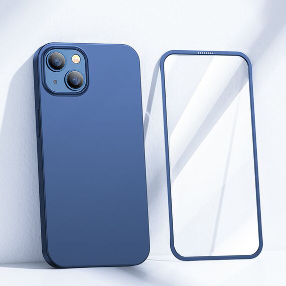 Joyroom 360 Full Case front and back cover for iPhone 13 + tempered glass screen protector blue (JR-BP927 blue) - Apple Cases - Cases - Techbox
