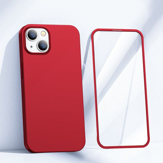 Joyroom 360 Full Case front and back cover for iPhone 13 + tempered glass screen protector red (JR-BP927 red) | Techbox
