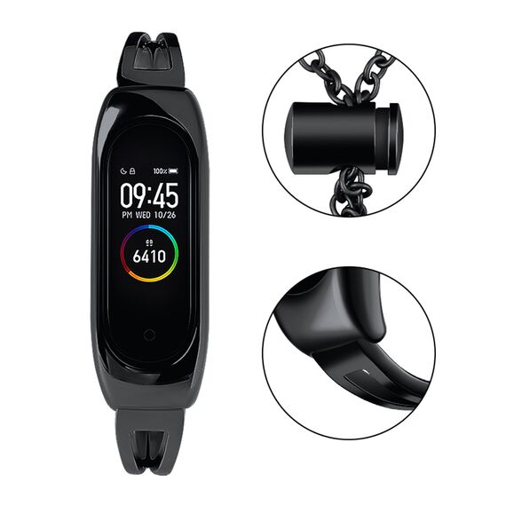 Replacment metal band bracelet strap for Xiaomi Mi Band 6 / 5 / 4 / 3 black - Accessories - Smartwatches & Accessories - Techbox