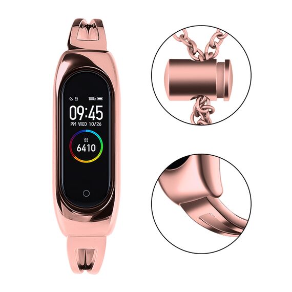 Replacment metal band bracelet strap for Xiaomi Mi Band 6 / 5 / 4 / 3 pink - Accessories - Smartwatches & Accessories - Techbox