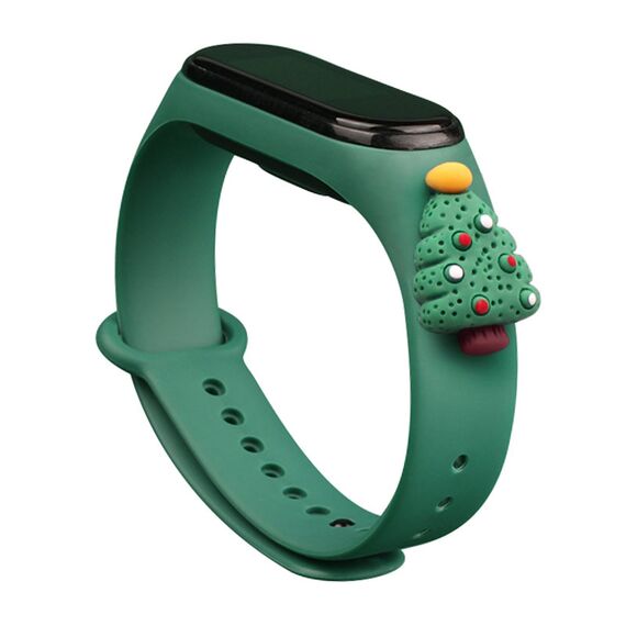 Strap Xmas for Xiaomi Mi Band 3 / 4 Christmas Silicone Strap Bracelet with Christmas Tree - Dark Green | Techbox
