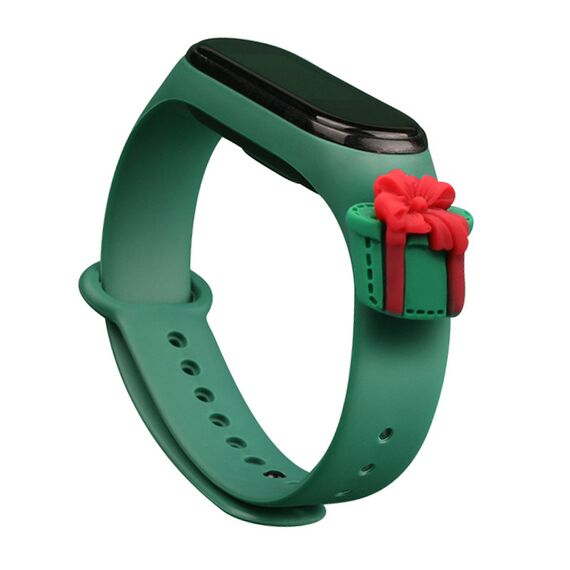 Strap Xmas for Xiaomi Mi Band 3 / 4 Christmas Silicone Strap Bracelet with Gift - Dark Green | Techbox