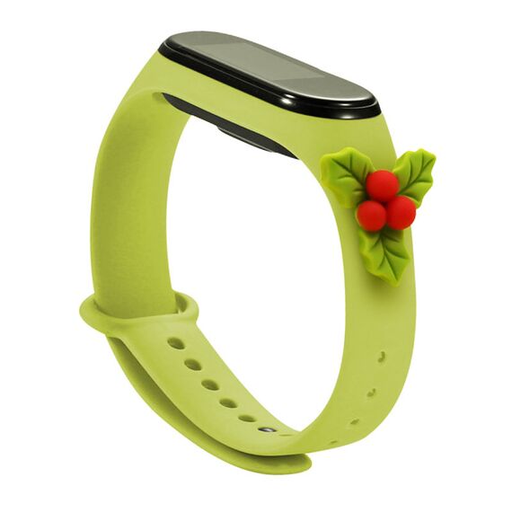 Strap Xmas for Xiaomi Mi Band 3 / 4 Christmas Silicone Strap Bracelet with Holly - Green | Techbox