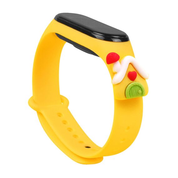 Strap Xmas for Xiaomi Mi Band 3 / 4 Christmas Silicone Strap Bracelet with House - Yellow | Techbox