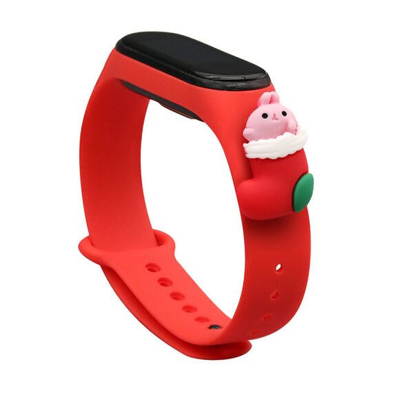 Strap Xmas for Xiaomi Mi Band 3 / 4 Christmas Silicone Strap Bracelet with Sock - Red | Techbox