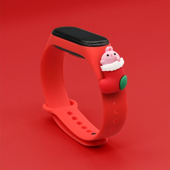 Strap Xmas for Xiaomi Mi Band 3 / 4 Christmas Silicone Strap Bracelet with Sock - Red | Techbox