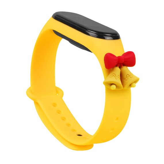 Strap Xmas for Xiaomi Mi Band 5 / 6 Christmas Silicone Bracelet Strap with Bells - Yellow | Techbox