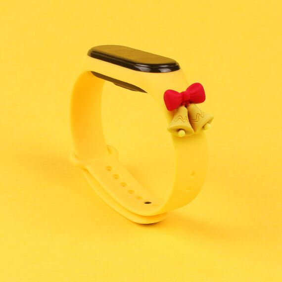Strap Xmas for Xiaomi Mi Band 5 / 6 Christmas Silicone Bracelet Strap with Bells - Yellow | Techbox